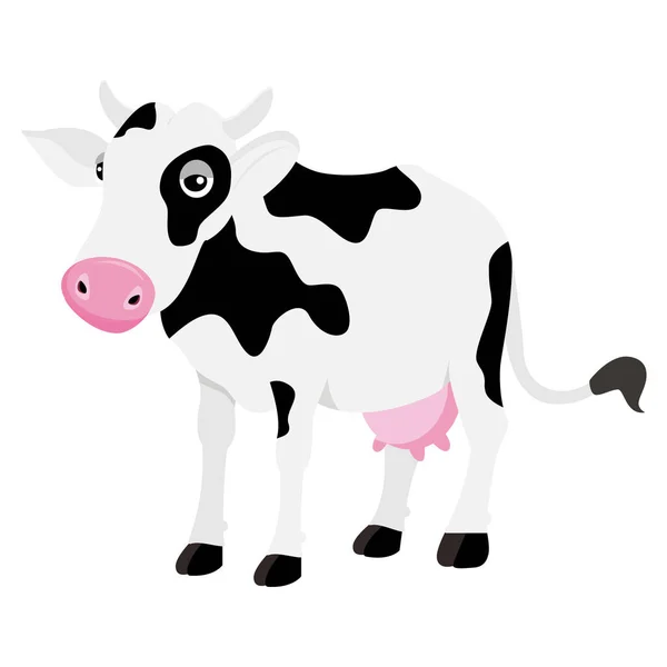 White Cow Cartoon Character Vector Illustration — Stock Vector