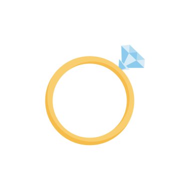 Elmaslı çizgi film altın yüzüğü. Sevgililer Günü için Vektör illüstrasyonu.