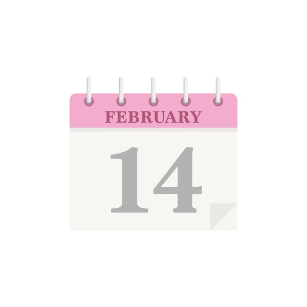 Февраля Розовый Календарь Векторная Иллюстрация Дню Святого Валентина — стоковый вектор