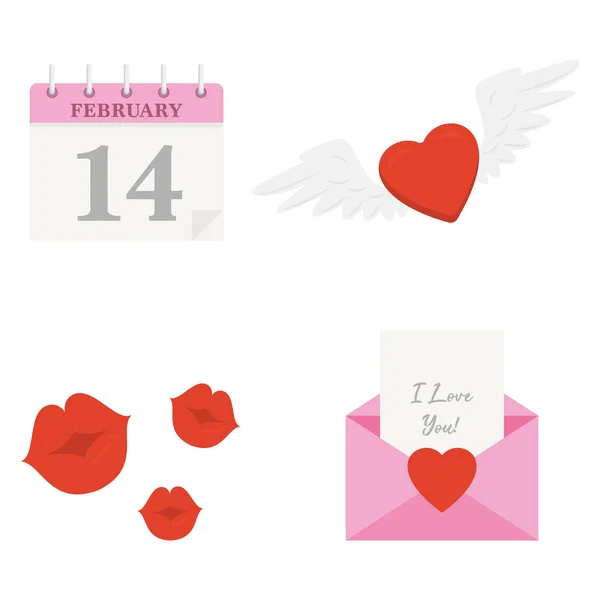 Set Van Cartoon Iconen Voor Valentijnsdag Vectorillustratie — Stockvector