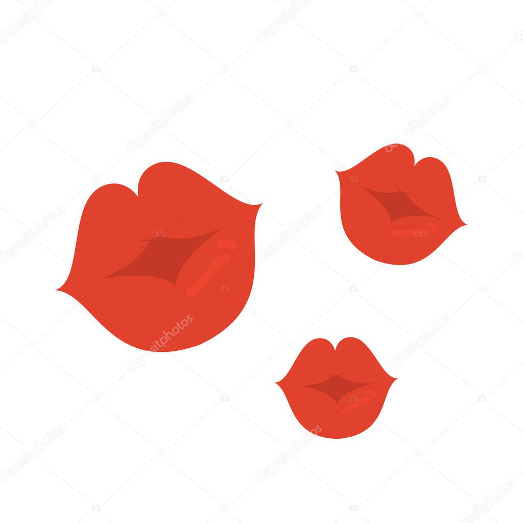 Cartoon lips. Kisses. Xo-xo. Vector illustration for Valentine's Day.