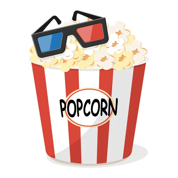 Klassieke Popcorn Emmer Rood Wit Gestreepte Popcorn Emmer — Stockvector