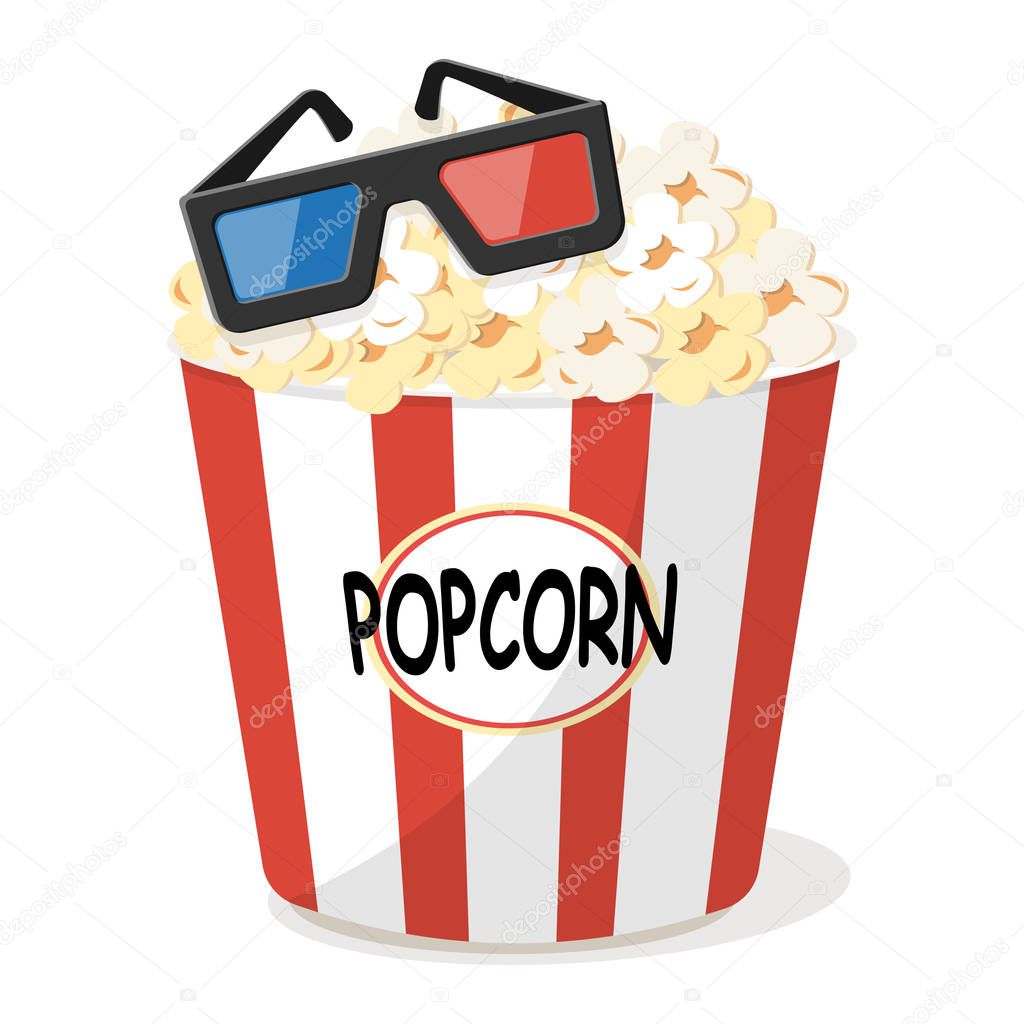 Classic popcorn bucket. Red-and-white striped popcorn bucket