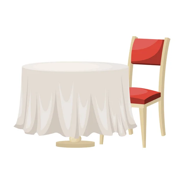 Cartoon Dining Table Red Chair Vector Illustration — Stock Vector