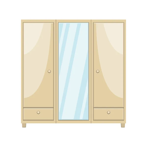Aynalı Karikatür Yatak Odası Gardırobu Vektör Illüstrasyonu — Stok Vektör