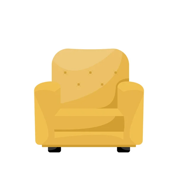 Cartoon Yellow Livingroom Armchair Vector Illustration — Stock Vector