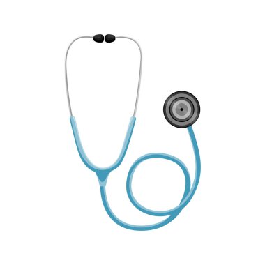 Çizgi film mavi tıbbi steteskop, vektör illüstrasyonu