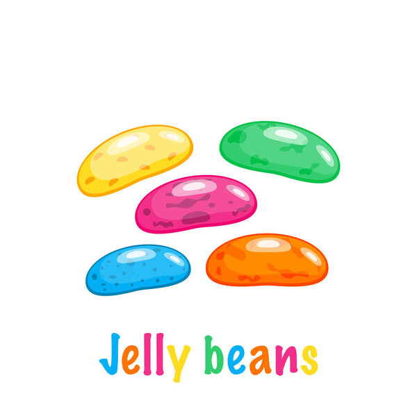 Cartoon colored jelly beans, vector illustration