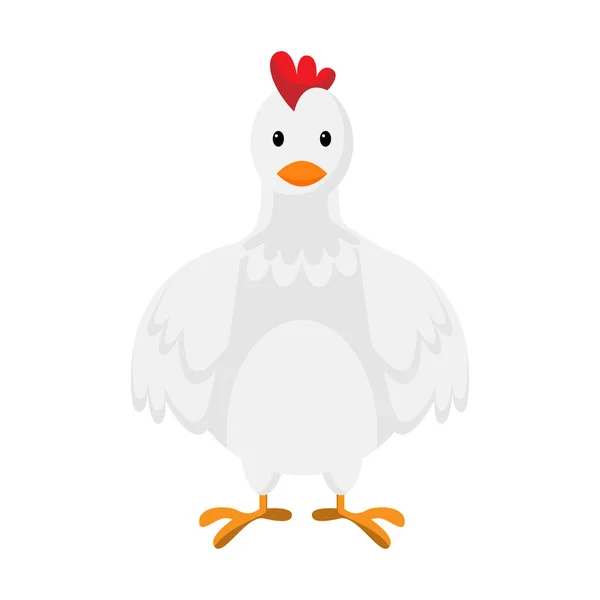 Cartoon Cute White Chicken Vector Illustration — Stock Vector