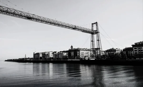 Increble Puente Colgante Vizcaya Captado Desde Pueblo Portugalete — Fotografia de Stock