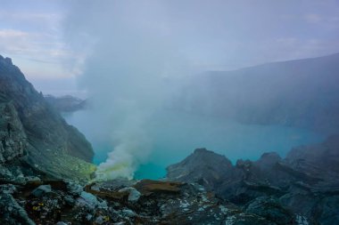 Beautiful Crater Lake in Ijen Volcano