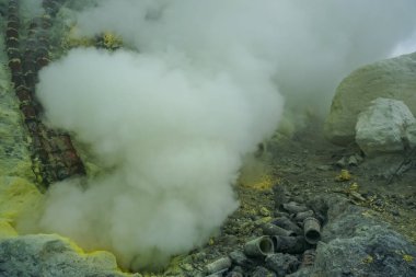 Sulfur mining from the crater of Ijen volcano