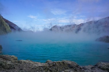 Beautiful Crater Lake in Ijen Volcano