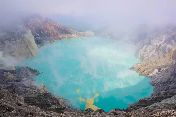 Bellissimo Lago Cratere Nel Vulcano Ijen — Foto Stock