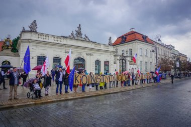 Warsaw, Poland - July 16, 2018: Political meeting in the Center of Warsaw