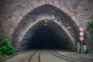 Bratislava, Slovakia - July 24, 2018: Tram tunnel in Bratislava
