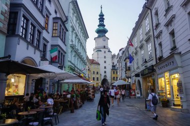 Bratislava, Slovakia - July 24, 2018: Old city architecture and city life in Bratislava