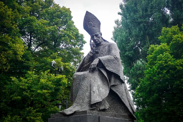 Warsaw, Poland - July 16, 2018: Statue of Wyszynski in the park