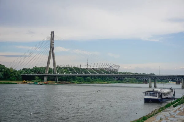Varsovia Polonia Julio 2018 Puente Sobre Río Vístula Varsovia —  Fotos de Stock