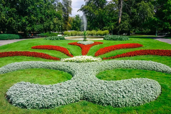 プラハ城の王宮庭園に咲く色とりどりの花壇 — ストック写真