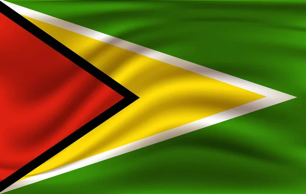 Drapeau agitant réaliste du drapeau agitant de Guyane, drapeau fluide texturé en tissu haute résolution, vecteur EPS10 — Image vectorielle
