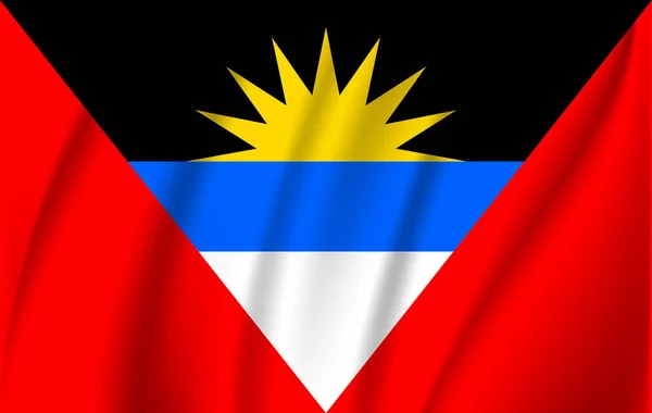 Realistiska viftande flagga vajande flagga av Antigua and Barbuda, högupplösta tyg texturerat friflytande flagga, vektor Eps10 — Stock vektor