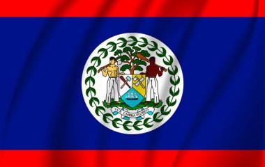 Gerçekçi dalgalanan bayrak dalgalanan bayrak Belize, yüksek çözünürlüklü akan bayrak, Kumaş dokulu Eps10 vektör