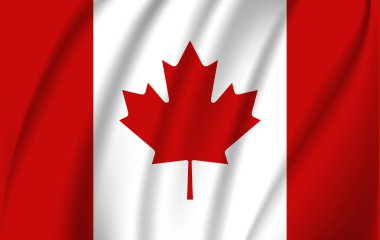 Gerçekçi dalgalanan bayrak dalgalanan bayrak Kanada, yüksek çözünürlüklü akan bayrak, Kumaş dokulu Eps10 vektör