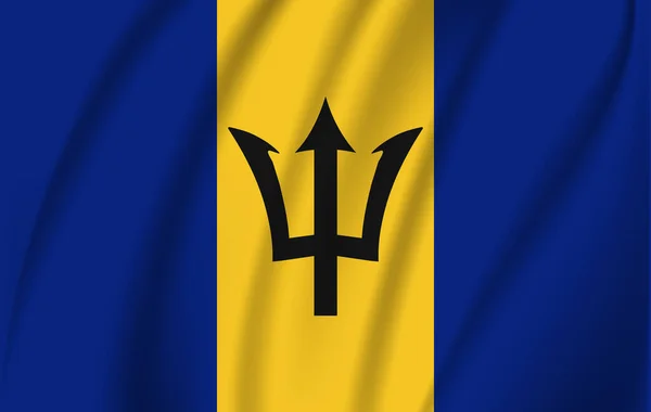 Realistiska viftande flagga mot viftande flagga i Barbados, högupplösta tyg texturerat friflytande flagga, vektor Eps10 — Stock vektor