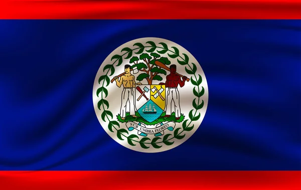 Bandiera sventolante realistica della bandiera sventolante del Belize, Bandiera scorrevole in tessuto ad alta risoluzione, vettore EPS10 — Vettoriale Stock