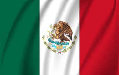 Meksika Dalgalanan Bayrağı 'nın gerçekçi dalgalanan bayrağı, yüksek çözünürlüklü kumaş desenli akış bayrağı, Eps10 vektörü