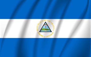Nikaragua Dalgalı Bayrağı 'nın gerçekçi dalgalanan bayrağı, yüksek çözünürlüklü Kumaş desenli akış bayrağı, Eps10 vektörü