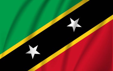 Saint Kitts ve Nevis Dalgalanan Bayrağı 'nın gerçekçi dalgalanan bayrağı, yüksek çözünürlüklü kumaş desenli bayrak, Eps10 vektörü