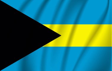 Bahamaların Dalgalanan Bayrağı 'nın gerçekçi dalgalanan bayrağı, yüksek çözünürlüklü kumaş desenli akış bayrağı, Eps10 vektörü