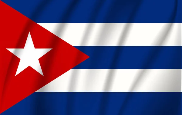 Realistická vlajka vlnící se vlajky Kuby, s vysokým rozlišením Fabric texturovaný tekoucí vlajka, vektor Eps10 — Stockový vektor