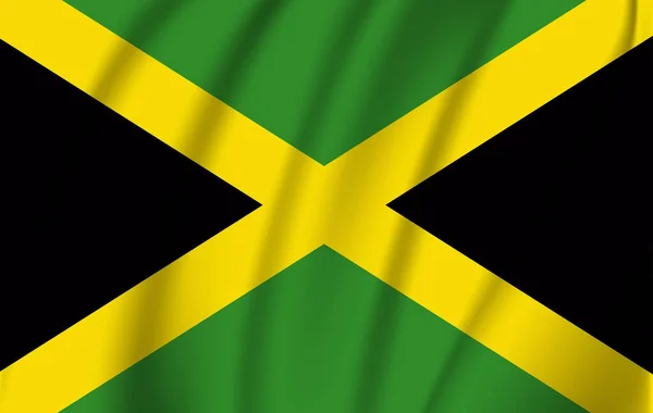 Bandera ondeante realista de la bandera ondeante de Jamaica, bandera de flujo texturizada de tela de alta resolución, vector EPS10 — Archivo Imágenes Vectoriales