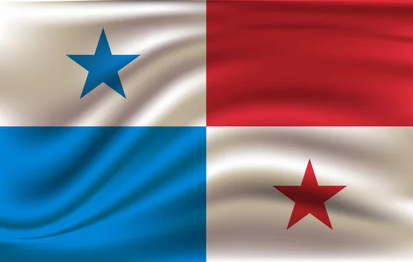 3D Waving Flag of Panama. — Stock Vector