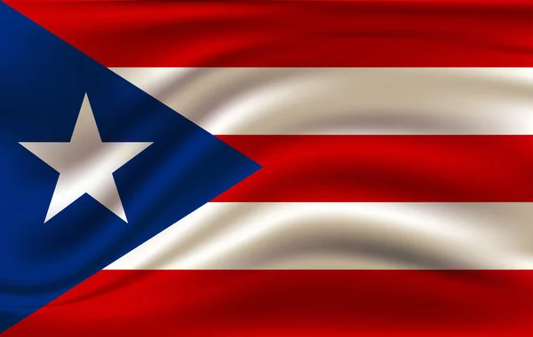 현실적인 흔들며 깃발의는 흔들며 깃발의 푸에르토리코, 직물 질감 흐르는 플래그, 고해상도 벡터 Eps10 — 스톡 벡터