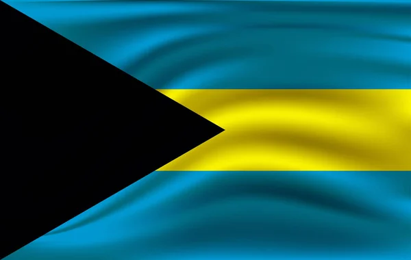 Realistic waving flag of the Waving Flag of the Bahamas, high resolution Fabric textured flowing flag, vector EPS10 — стоковый вектор