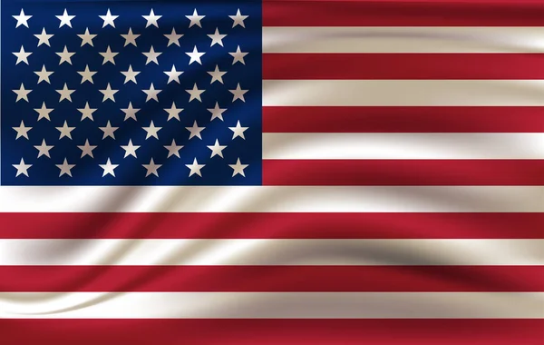 Bandeira de acenar realista da Bandeira de acenar dos EUA, bandeira de fluxo texturizada de tecido de alta resolução, vetor EPS10 —  Vetores de Stock