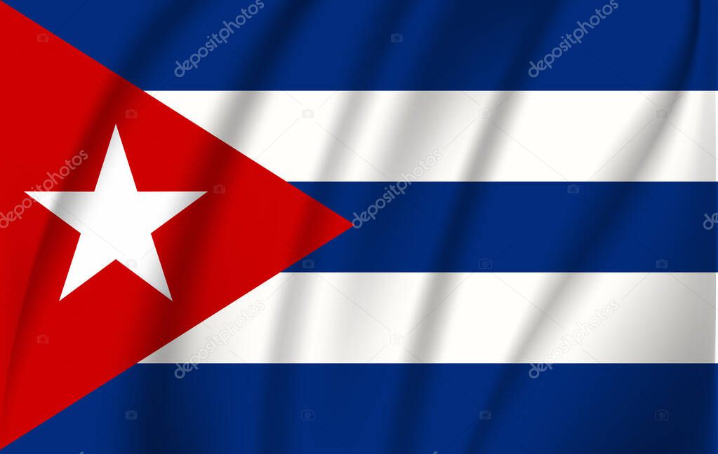 Realistic waving flag of the Waving Flag of Cuba, high resolution Fabric textured flowing flag,vector EPS10