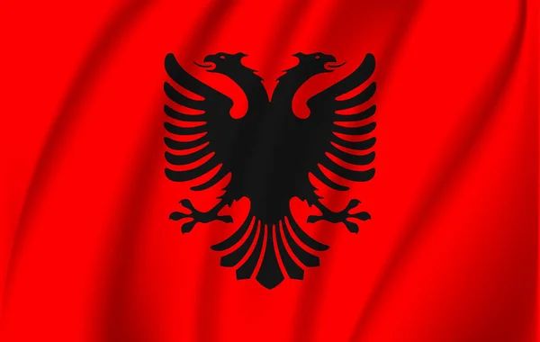 Drapeau agitant réaliste de l'Albanie. Drapeau fluide texturé en tissu, vecteur EPS10 — Image vectorielle