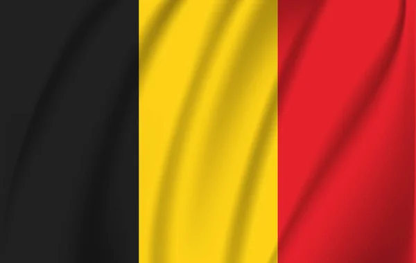 Bandiera sventolante realistica del Belgio. Bandiera fluente strutturata in tessuto, vettore EPS10 — Vettoriale Stock