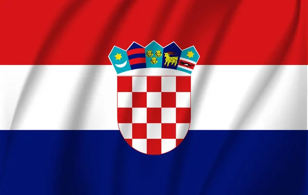 クロアチアの現実的な手を振る旗、ファブリックのテクスチャ流れるフラグ Eps10 をベクター — ストックベクタ