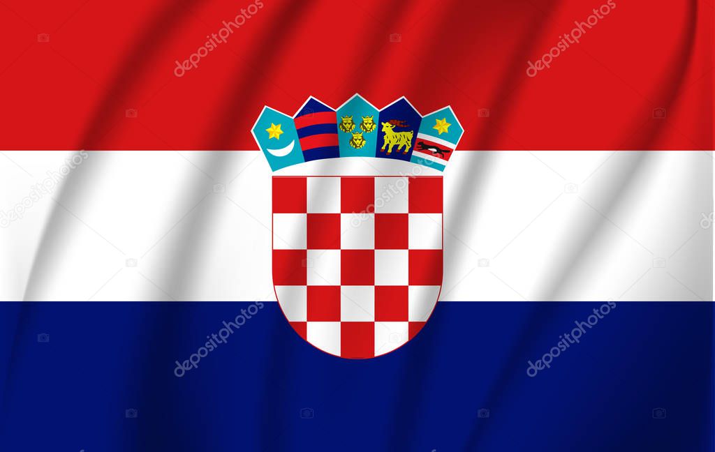 Realistic waving flag of the CROATIA,Fabric textured flowing flag,vector EPS10