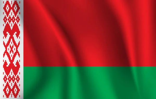 Realista integetett a Fehéroroszország zászlaja. Szövet szövet áramló zászló, vektor Eps10 — Stock Vector