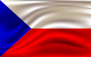 Çek Cumhuriyeti bayrağı sallayarak gerçekçi. Kumaş dokulu akan bayrak, vektör Eps10