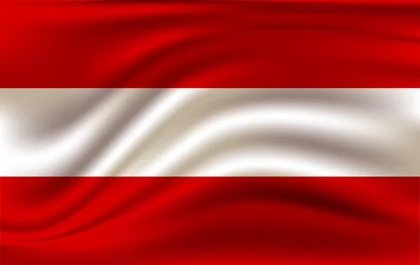 Ausztria zászlaját lengetve. A zászlónak igazi textúrája van. - Igen. Szövet texturált áramló zászló, vektor Eps10 — Stock Fotó