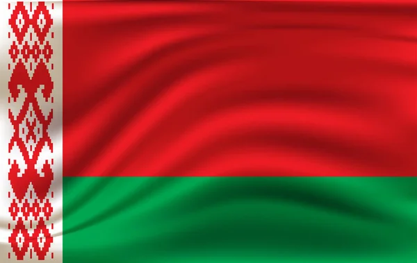 Waving flag of Belarus. Flag has real fabric texture. . Fabric textured flowing flag,vector EPS10 — Stock Photo, Image