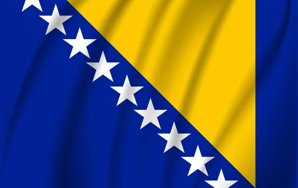 Vlag van Bosnië en Herzegovina zwaaiend in de wind detail. Gestructureerd stromend weefsel vlag, vector Eps10 — Stockfoto